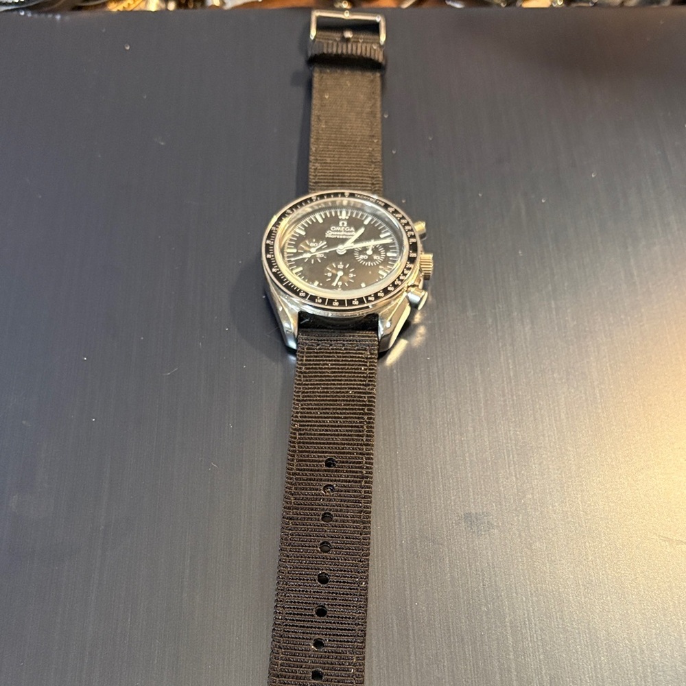 Omega Men's Black Dial Stainless Steel Chronograph Watch
